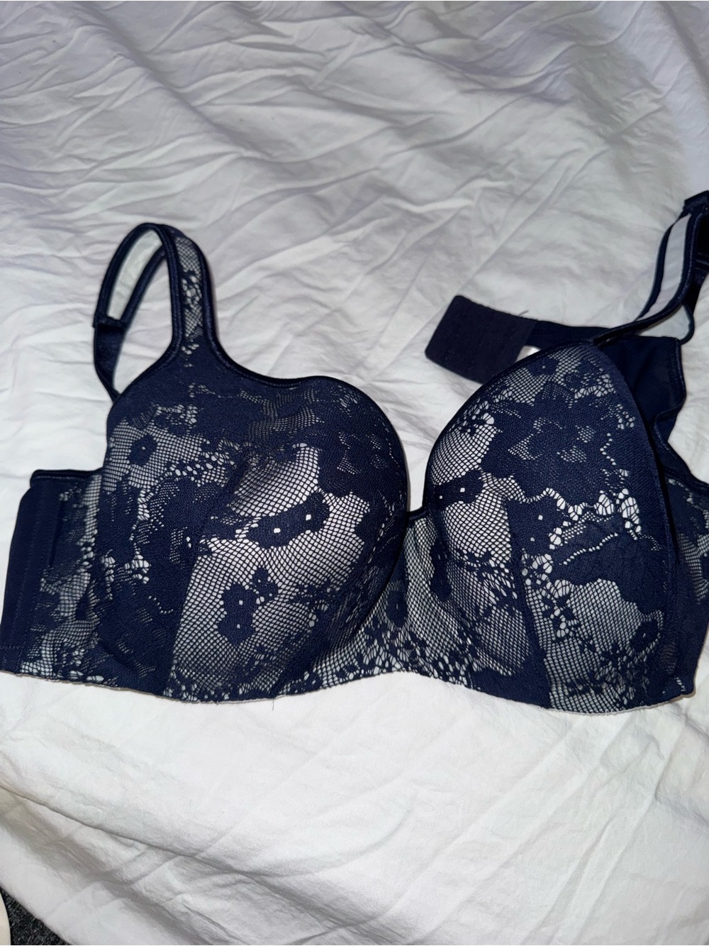 Cacique Black Lace Overlay Balconette Bra